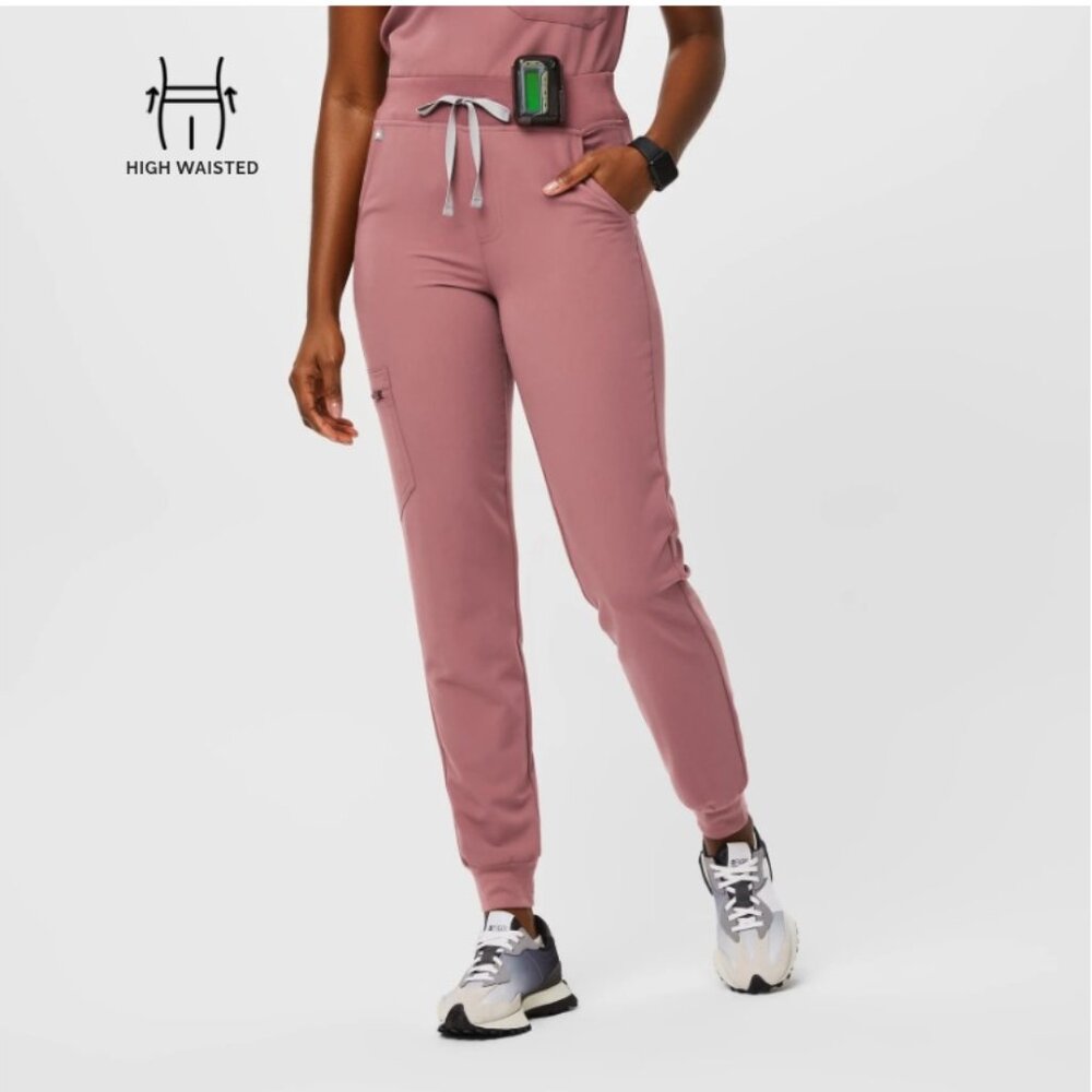 High Waisted Mauve XS Zamora Jogger Scrub Pants